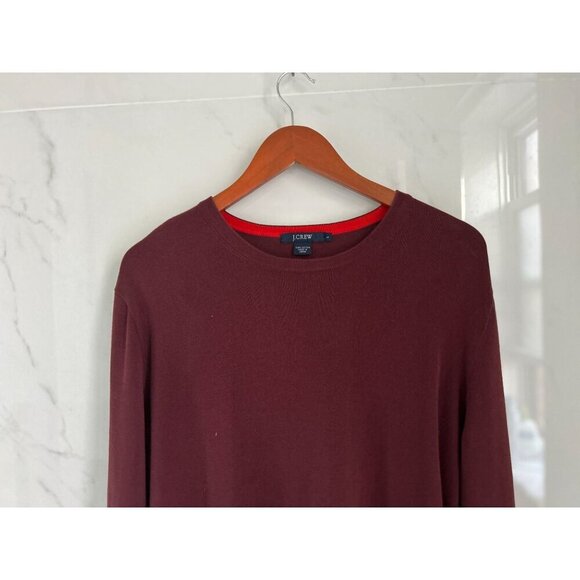 J.CREW Burgundy Crewneck Cotton Knit Burgundy Red Made in Japan Size Large - Picture 5 of 6